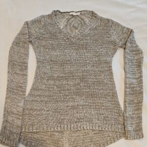 Pink Rose Women's V-Neck Sweater in Gray